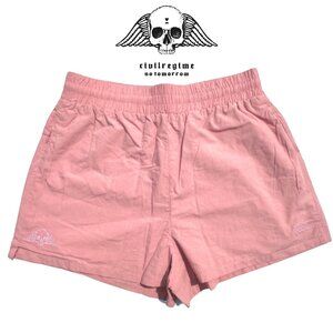 Rose Lightweight Athletic Shorts w Elastic Drawstring Waistband and Zip Pockets